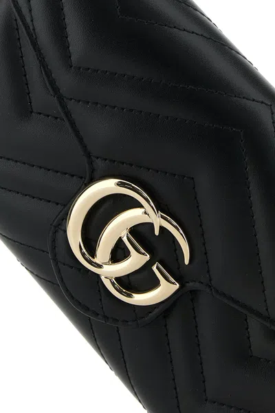 Gucci Portafoglio Gg Marmont In Pelle Nera  Donna