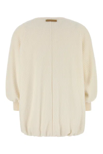 Max Mara Wool And Cashmere Knitted Jacket Jackets White In Neutral