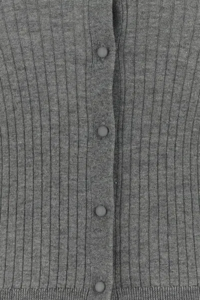 Max Mara Cardigan Potus In Misto Seta Grigio Scuro  Donna In Gray