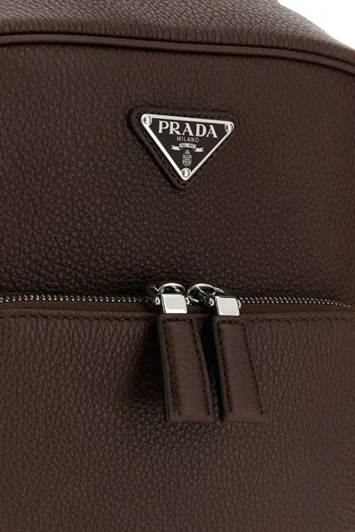 Prada Zaino In Pelle Marrone Uomo In Brown