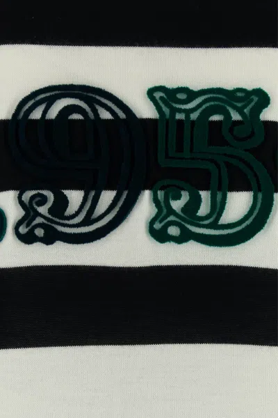 Max Mara Bold Black And White Striped V-neck Sweater With Button-down Front In Black