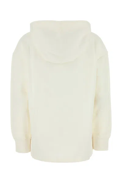 Max Mara Felpa Visiera Oversize In Misto Cotone Bianco  Donna In Neutral