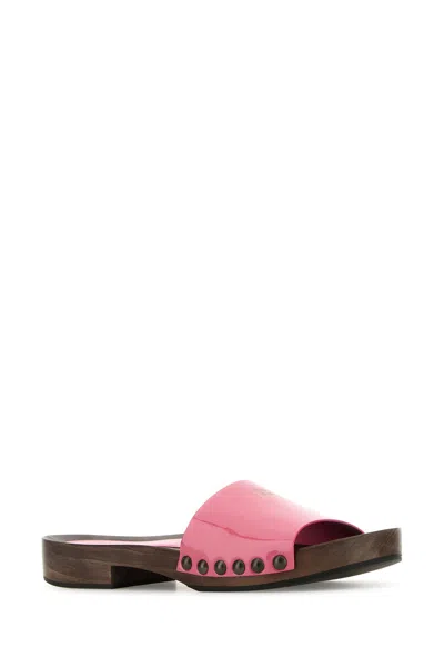 Miu Miu Zoccoli In Pelle Fucsia  Donna