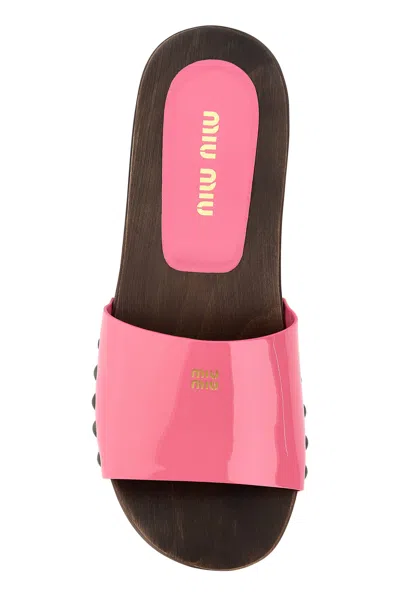 Miu Miu Zoccoli In Pelle Fucsia  Donna