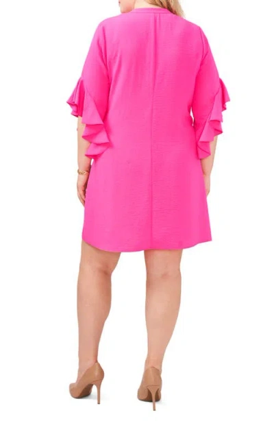 Vince Camuto Womens Button Front Knee Length Shift Dress In Pink