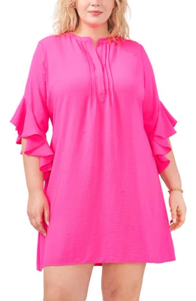 Vince Camuto Womens Button Front Knee Length Shift Dress In Pink