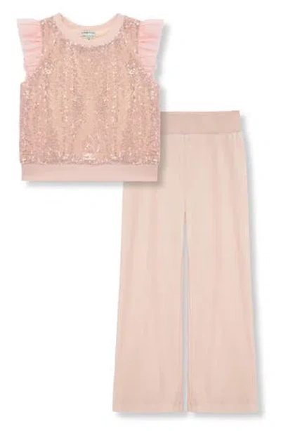 Habitual Kids Kids' Velour Sequin Top & Sweatpants Set In Pink