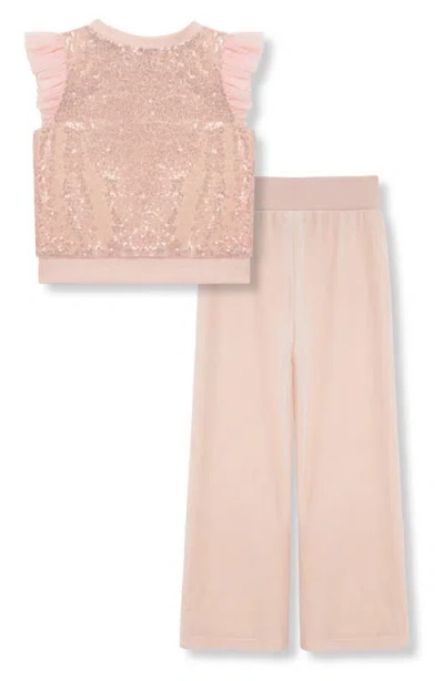 Habitual Kids Kids' Velour Sequin Top & Sweatpants Set In Pink