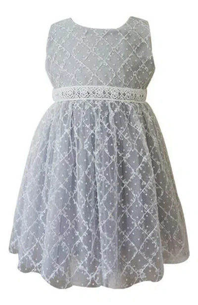 Popatu Lattice Lace Party Dress In Gray