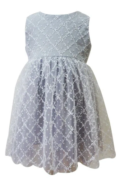 Popatu Lattice Lace Party Dress In Gray