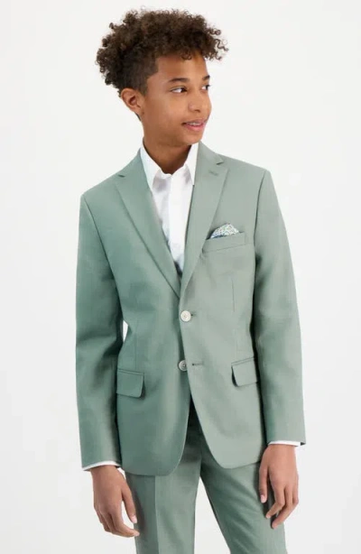 Tallia Kids' Solid Green Linen Blend Sport Coat In Gray