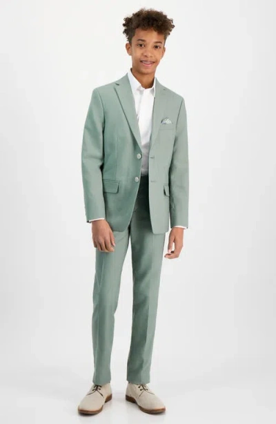 Tallia Kids' Solid Green Linen Blend Sport Coat In Gray