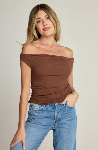 Sunday Ritual Ruched Off The Shoulder Rib Top
