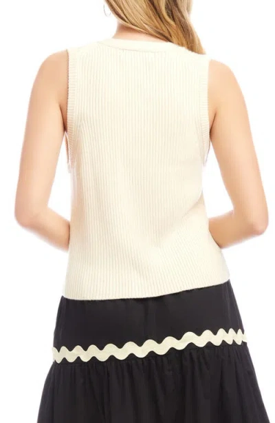 Karen Kane Ribbed Button Sweater Vest In Cream In White