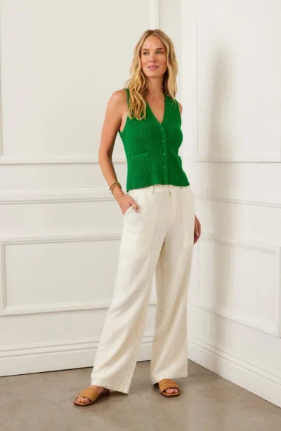 Karen Kane Rib Sweater Vest In Green