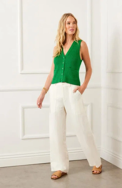 Karen Kane Rib Sweater Vest In Green