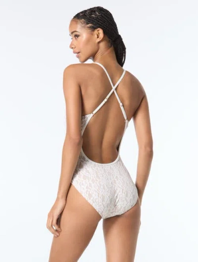 Michael Michael Kors Lace Up Cross Back One Piece In White