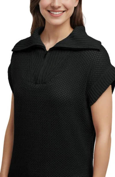 Three Dots Kim Dolman Sleeve Quarter Zip Sweater
