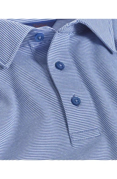 David Donahue Stripe Interlock Cotton Polo