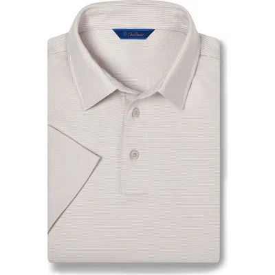 David Donahue Stripe Interlock Cotton Polo In Neutral