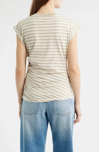 Hugo Boss Boss Epka Stripe Cotton Muscle T-shirt In Neutral