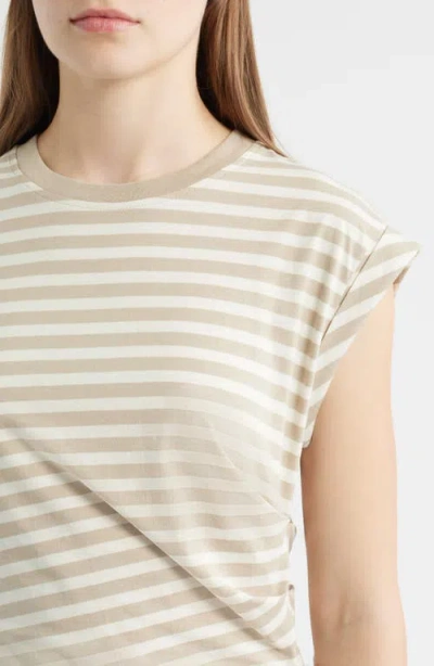 Hugo Boss Boss Epka Stripe Cotton Muscle T-shirt In Neutral