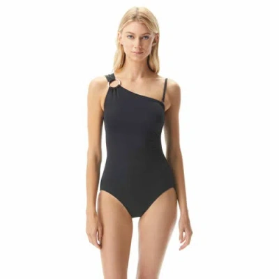 Michael Michael Kors One Shoulder Underwire One Piece Swimsuit In Black