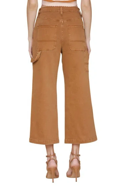 Avec Les Filles Drawstring Waist Crop Carpenter Pants In Brown