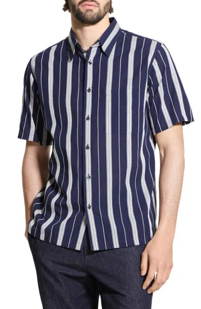 Theory Men's Summer Dobby Stripe Short-sleeve Shirt In Blue