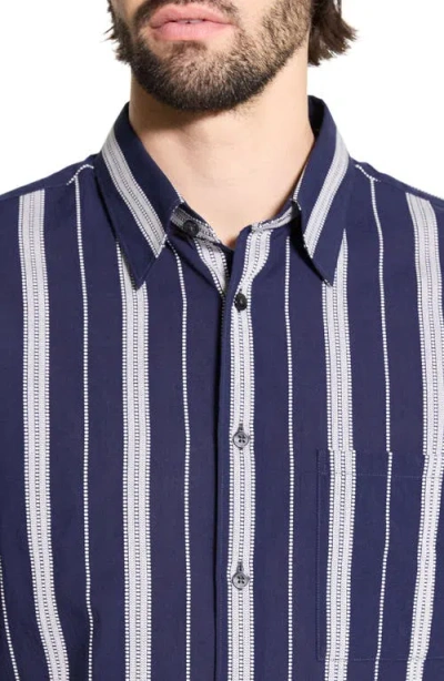 Theory Men's Summer Dobby Stripe Short-sleeve Shirt In Blue