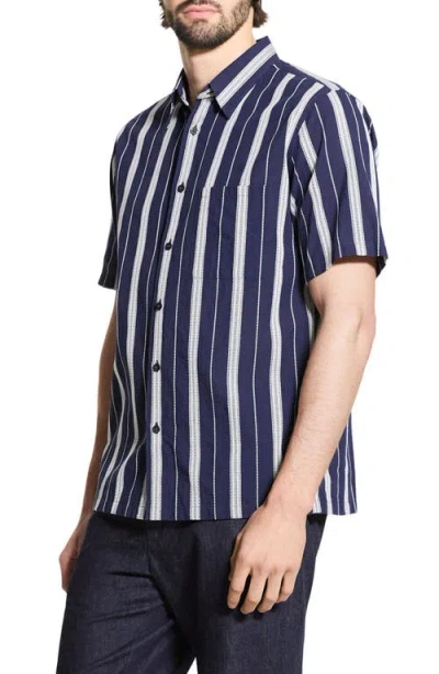 Theory Men's Summer Dobby Stripe Short-sleeve Shirt In Blue