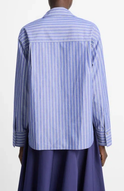 Vince Stripe Popover Shirt In Blue