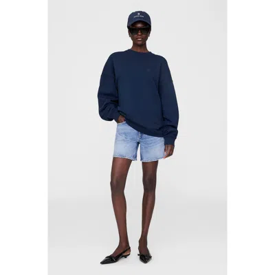 Anine Bing Miles Sweatshirt Framed Monogram In Blue