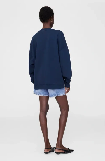 Anine Bing Miles Sweatshirt Framed Monogram In Blue