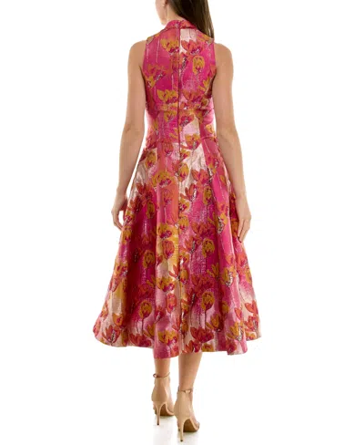 Taylor Women's Metallic Jacquard Sleeveless A-line Dress