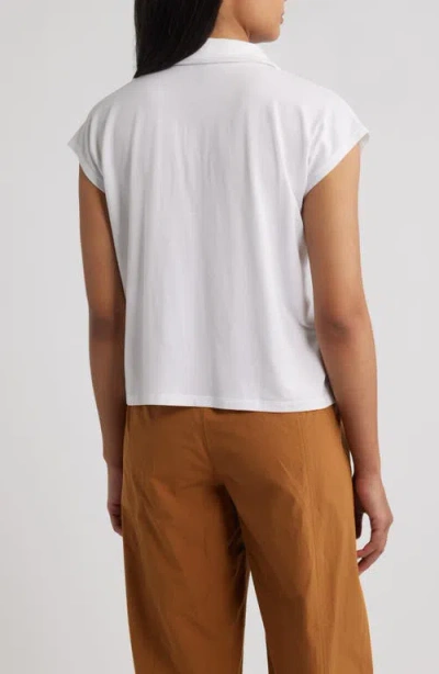 Eileen Fisher Boxy Johnny Collar Jersey Top In White