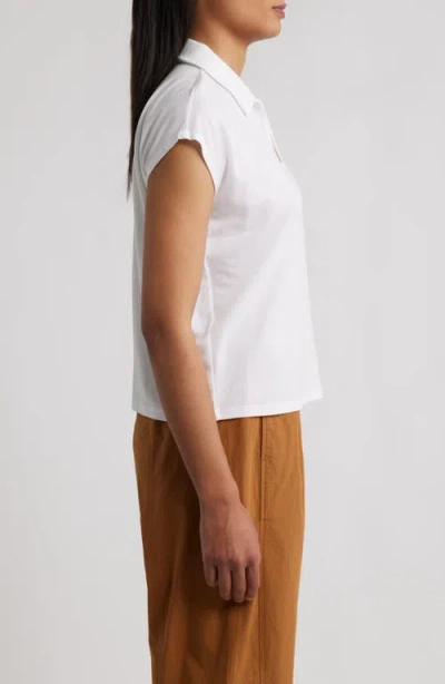 Eileen Fisher Boxy Johnny Collar Jersey Top In White