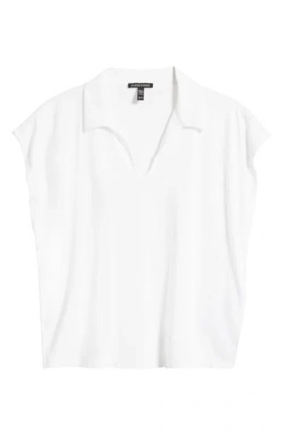 Eileen Fisher Boxy Johnny Collar Jersey Top In White