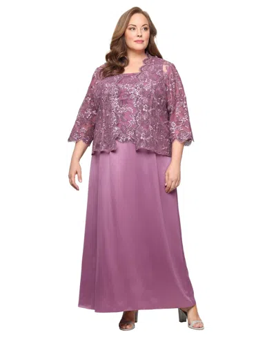 Alex Evenings Plus Size Stretch Tulle 3/4-sleeve Jacket Dress