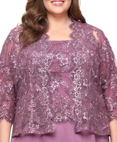 Alex Evenings Plus Size Stretch Tulle 3/4-sleeve Jacket Dress
