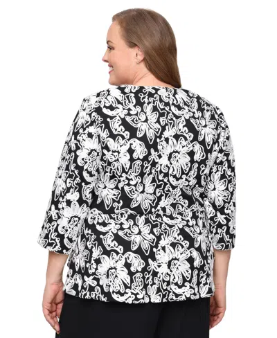 Alex Evenings Plus Size 3/4-sleeve Zip-front Top