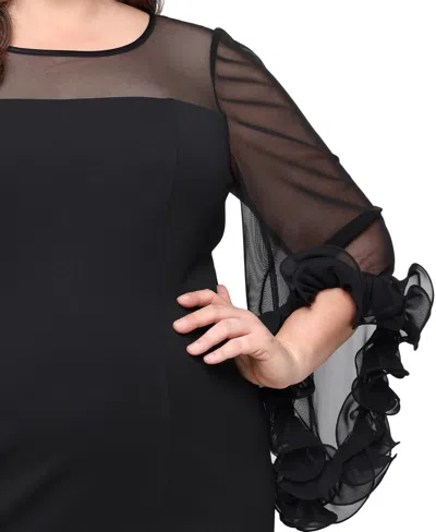Alex Evenings Plus Size 3/4-sleeve Crepe A-line Dress