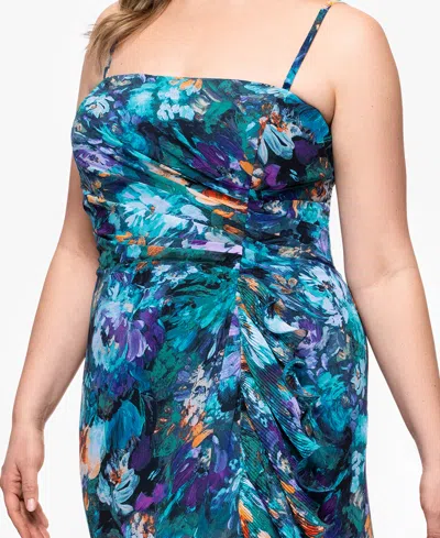 Xscape Plus Size Printed Ruffled Sleeveless Maxi Dress