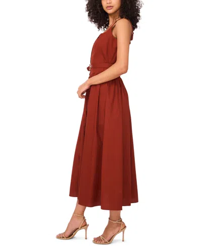 1.state Women's Square-neck Sleeveless Belted Midi Dress