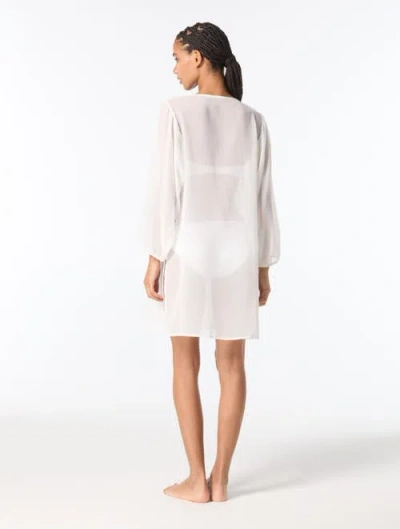 Michael Michael Kors Button-front Tie-neck Top In White