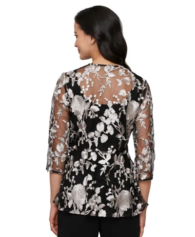 Alex Evenings Women's Printed Tulle Jacket & Top Set