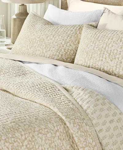 Charter Club Leaf Silhouette 3-pc. Quilt Set, Full/queen, Exclusively At Macy's In Neutral