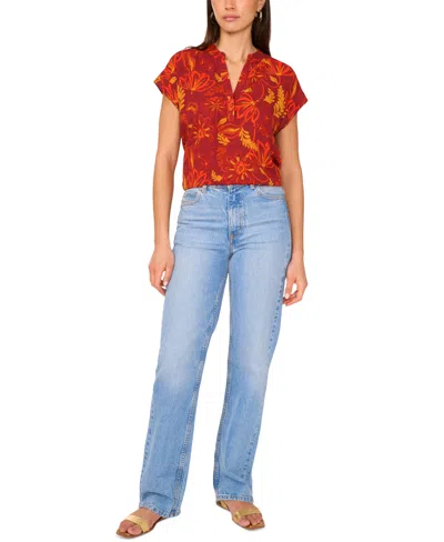 Vince Camuto V Neck Front Placket Blouse
