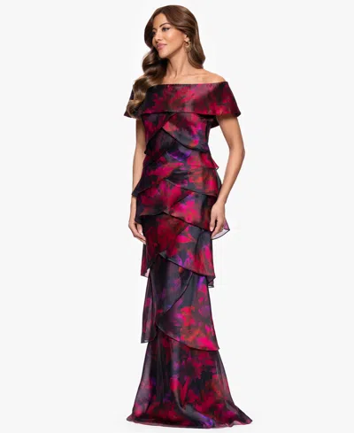 Xscape Petites Printed Long Sheath Dress In Multi