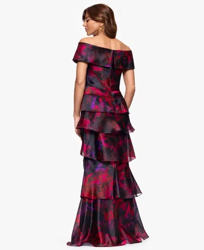 Xscape Petites Printed Long Sheath Dress In Multi